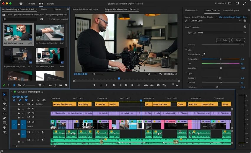 adobe premiere pro editing software