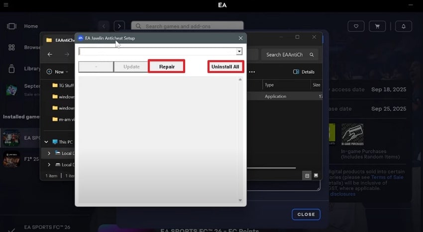 tap on uninstall all button