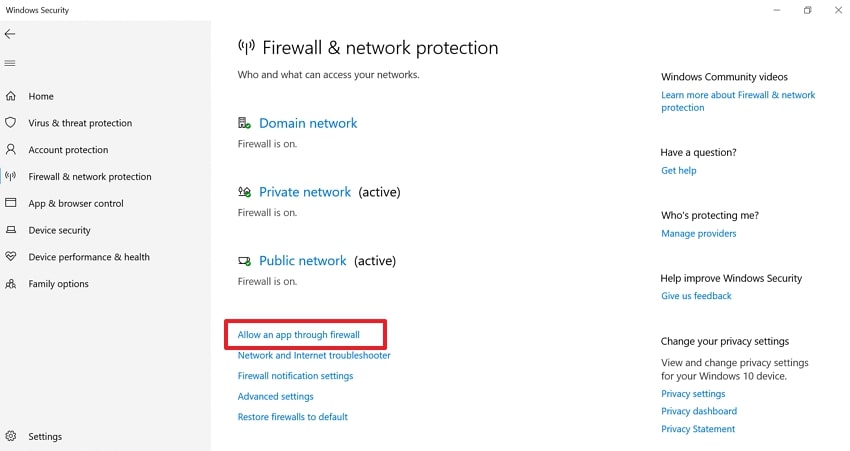 tap on allow an app through firewall