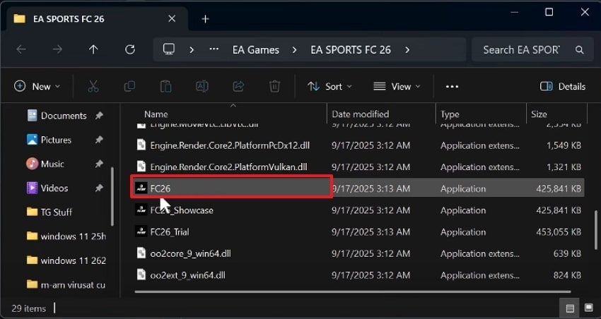 choose fc26 file