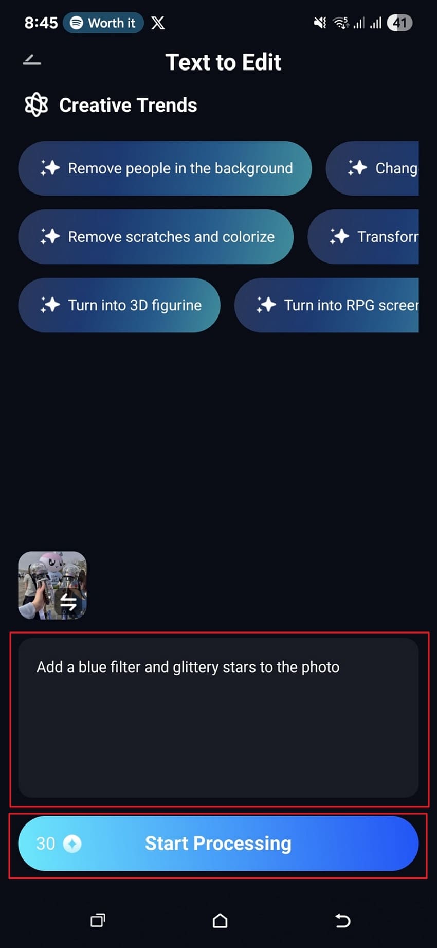 repairit add prompt click start processing