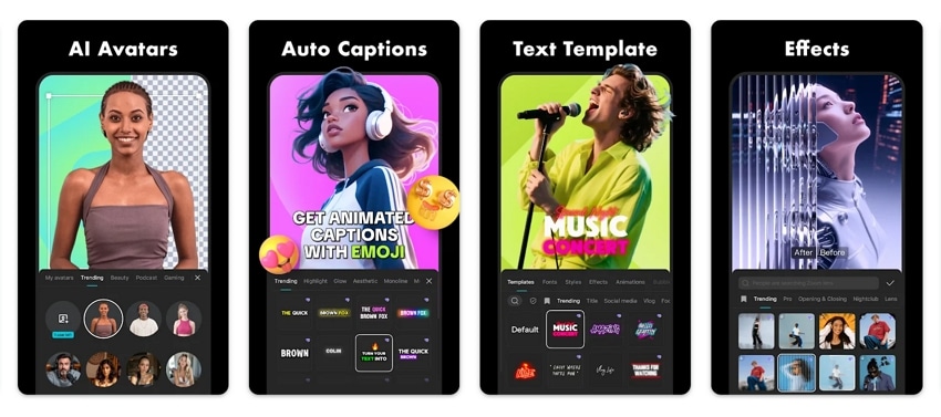 capcut app home screen interface