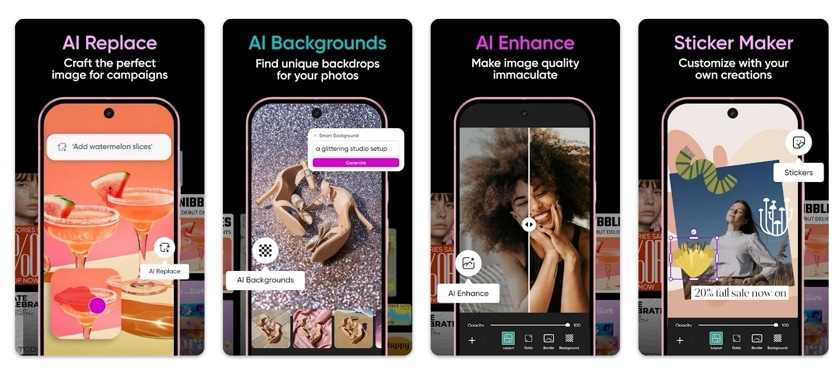 picsart tool home screen interface