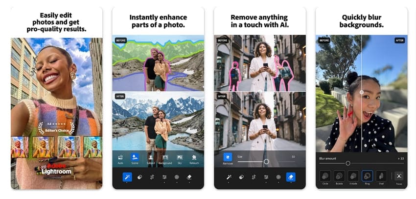 adobe lightroom app screen interface