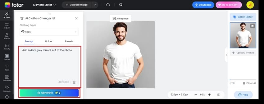 fotor add prompt click generate