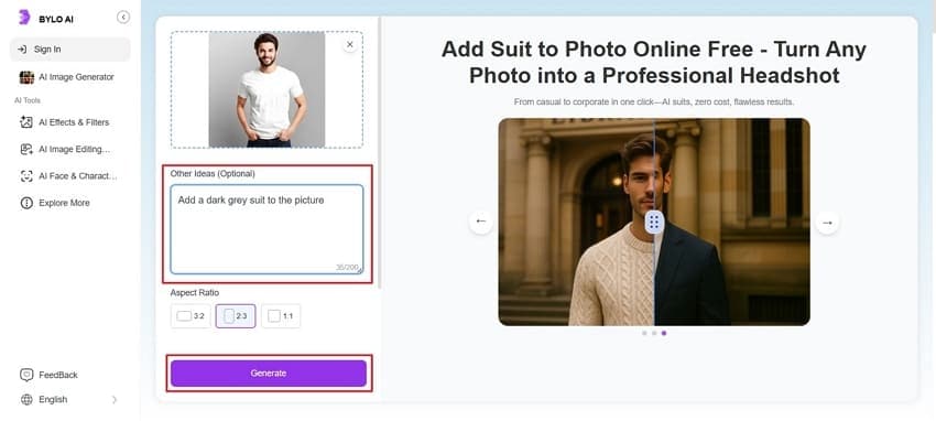 bylo add prompt click generate