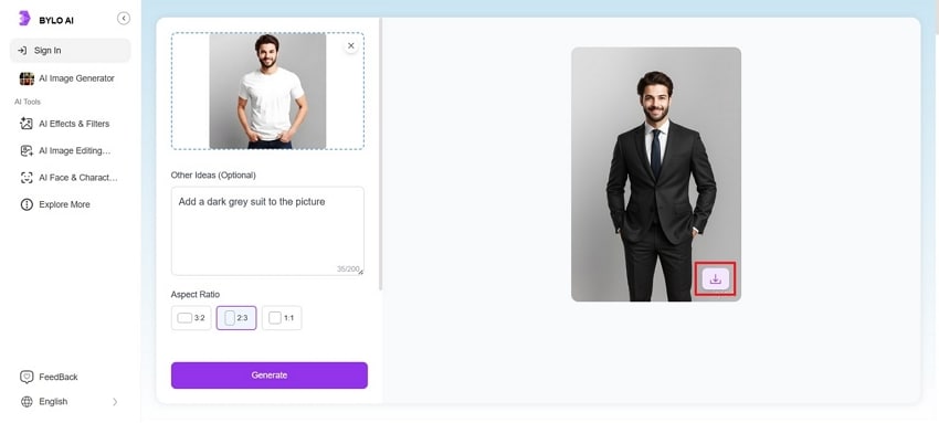 bylo click down arrow download picture
