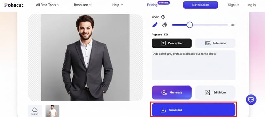 pokecut click download button save picture
