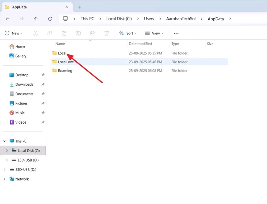 choose local folder to proceed