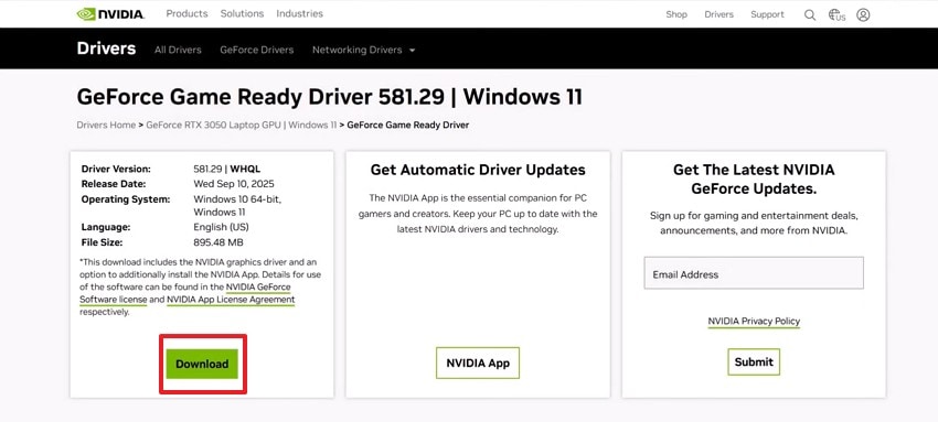 download the new graphics driver