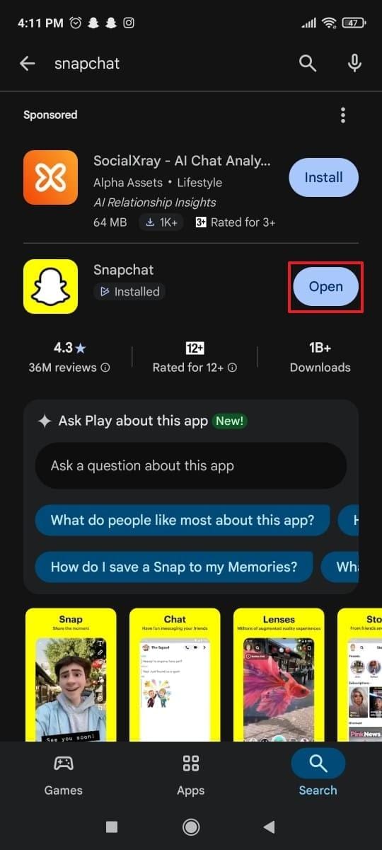 snapchat update on android