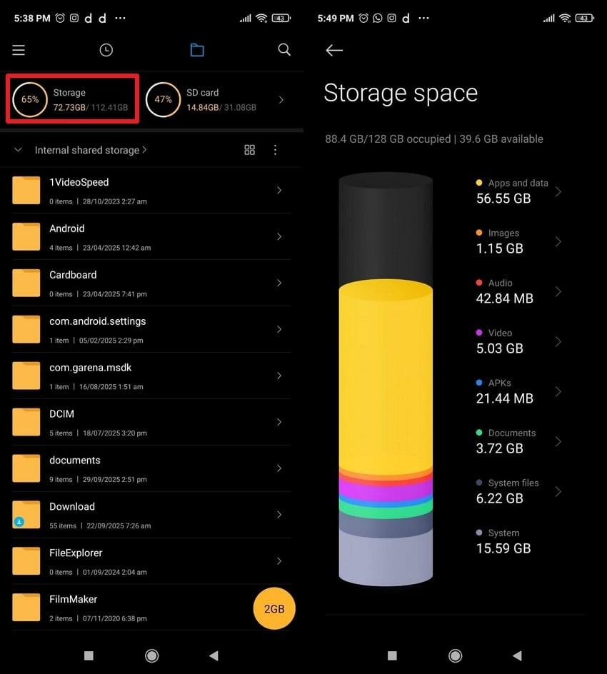free up space on android