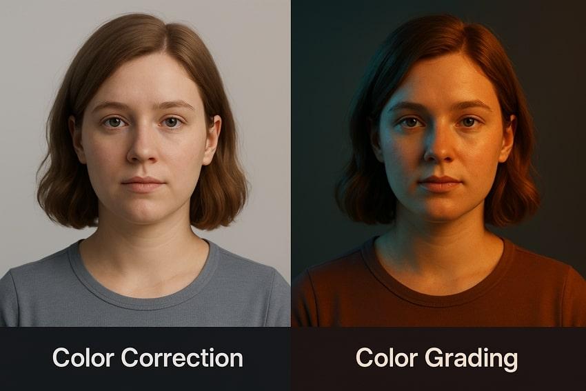difference between color correction and grading