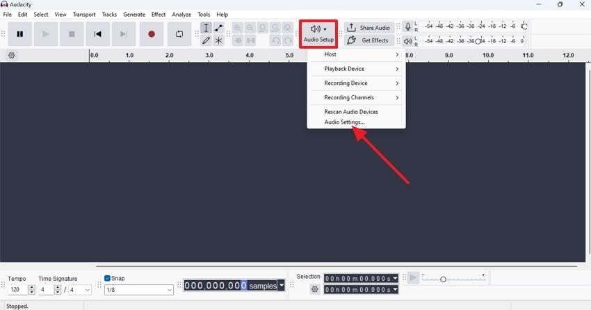 choose audio setup option