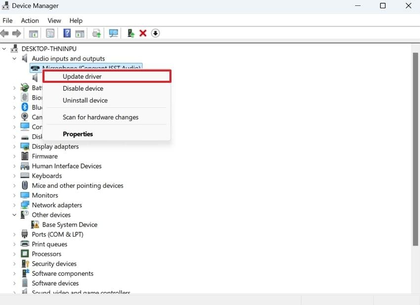 update audio input drivers