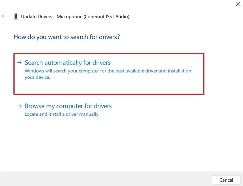 search and update audio drivers