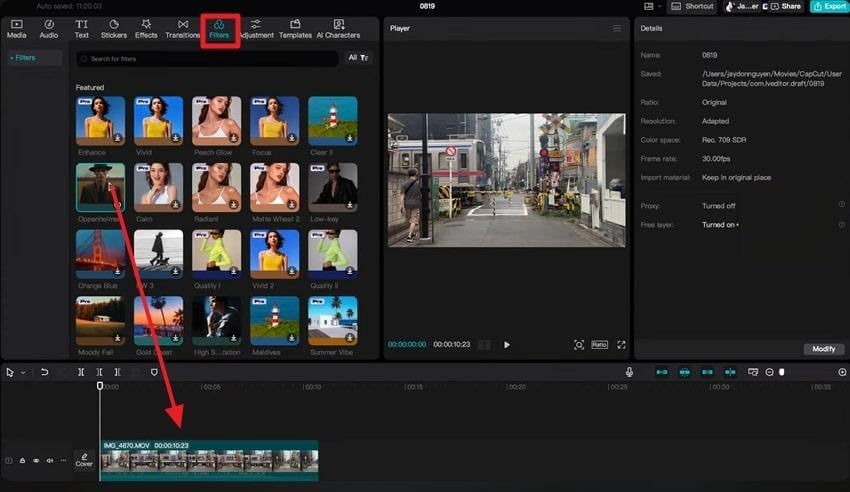 import clip and add filter
