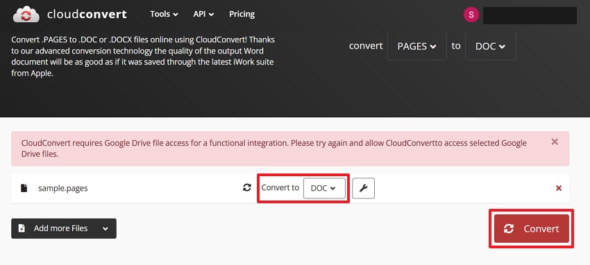 convert and access via google docs