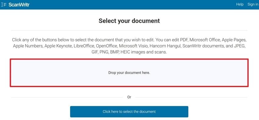 drop your page file on scanwritr