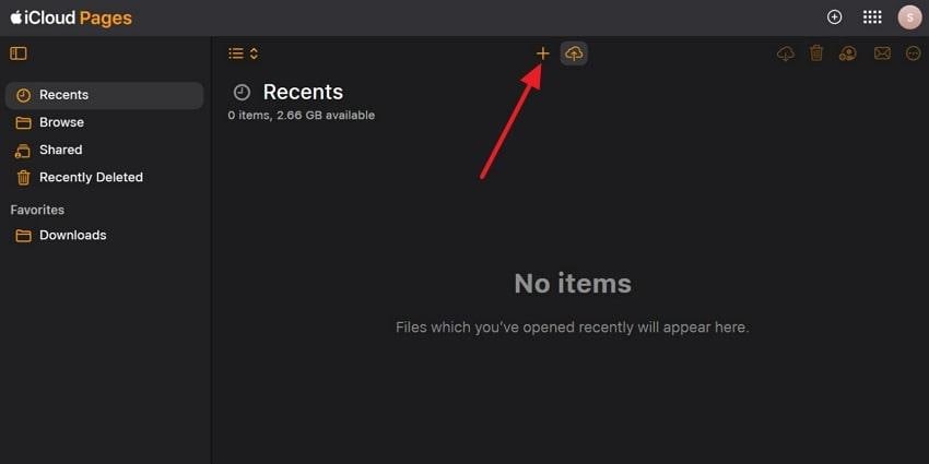 press add icon to upload document