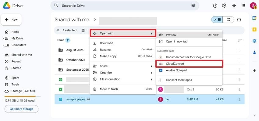 choose cloudconvert to open with