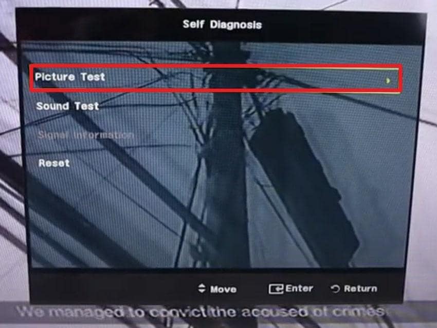 perform picture test on samsung tv