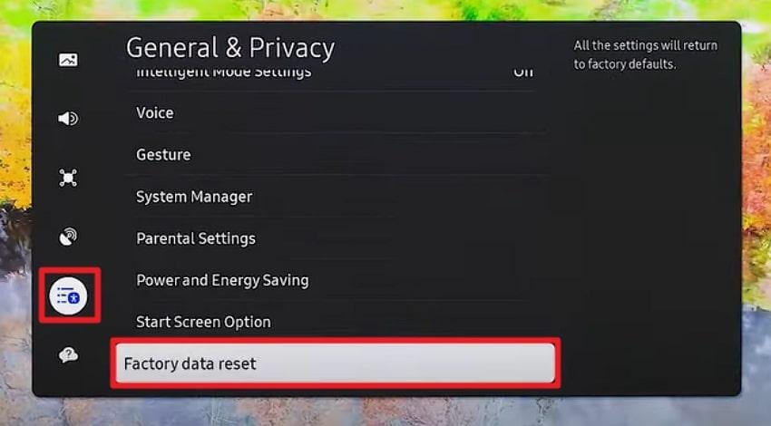 press factory data reset option