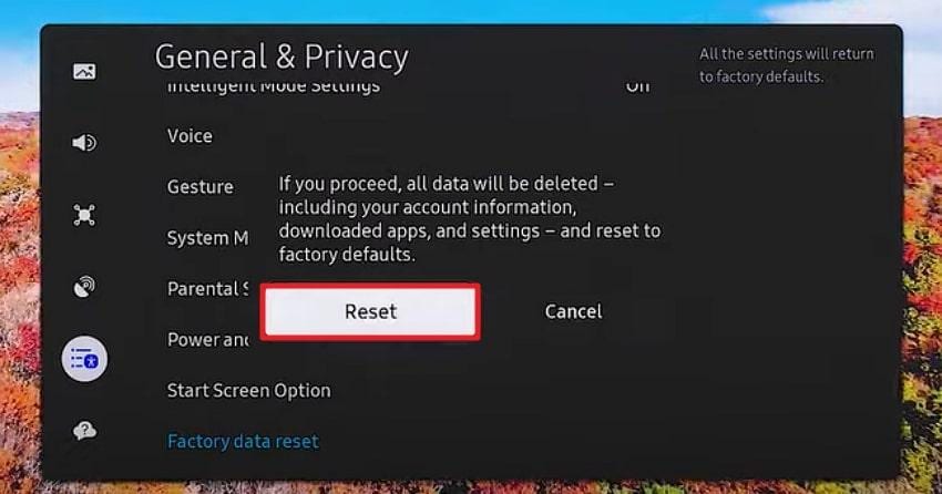 factory reset samsung tv