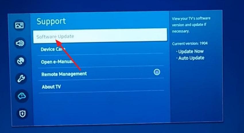 choose software update option