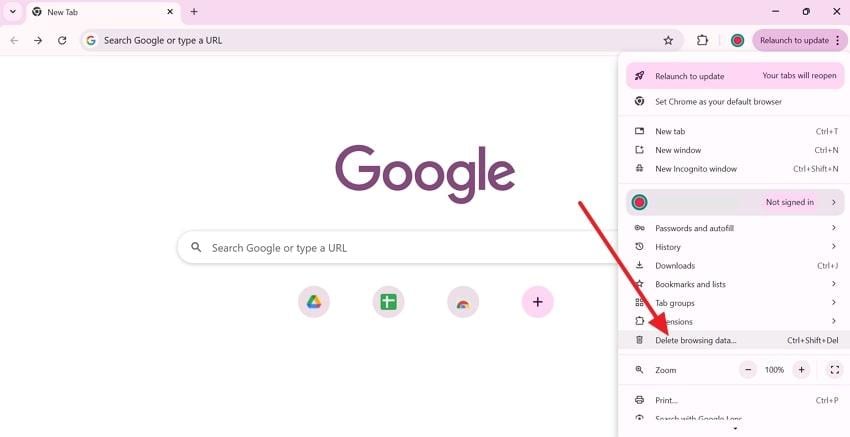 choose delete browsing data option