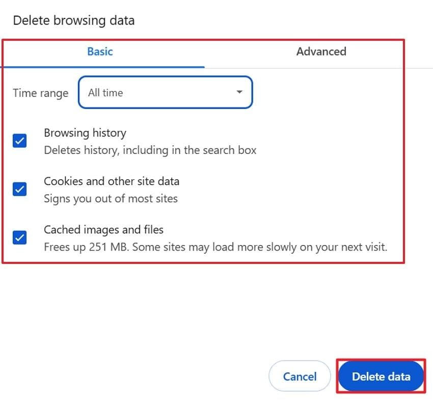 check boxes and delete data