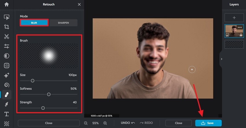 blur image with custom brush