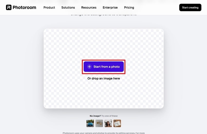 click on start from photo