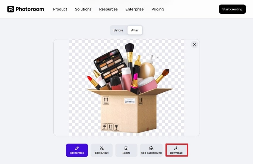 hit the download icon photoroom
