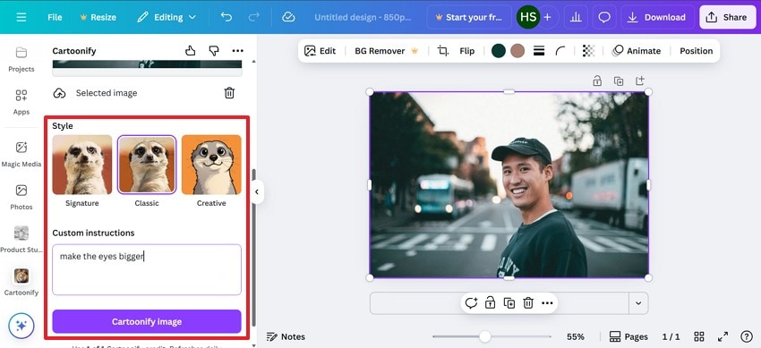 cartoonify image canva