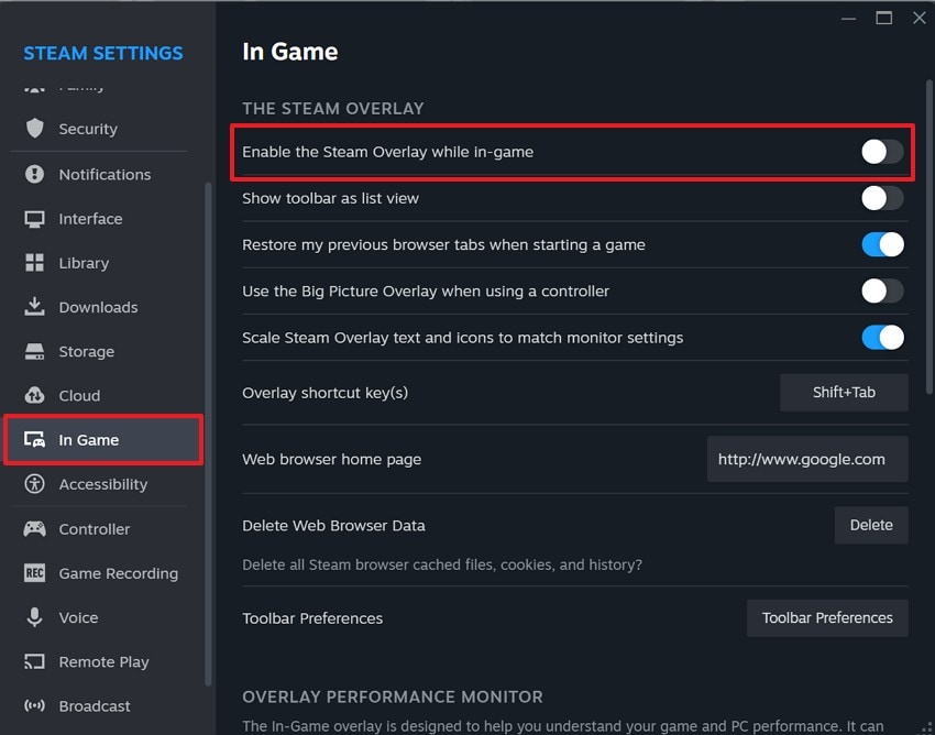 disable steam overlay