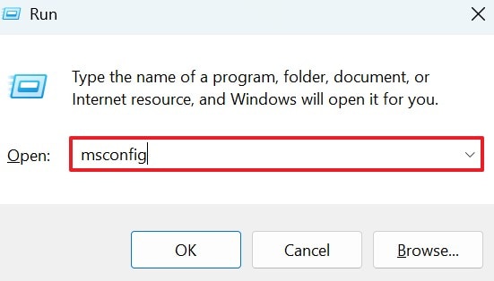 enter msconfig command