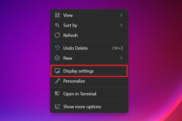 windows display settings
