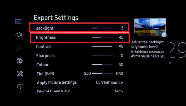 samsung tv picture expert settings