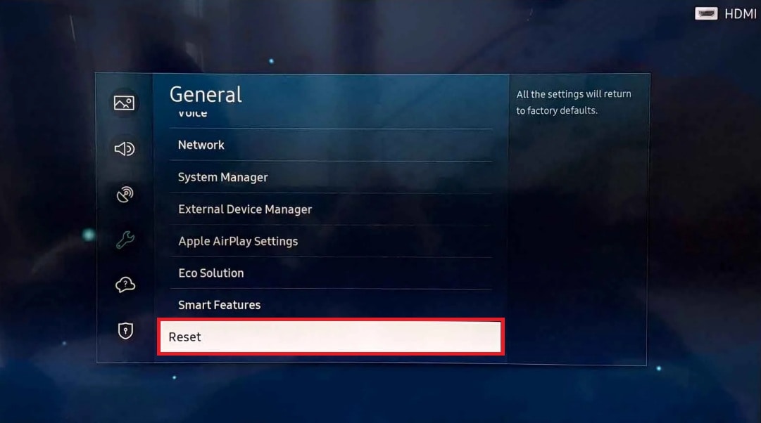 reset samsung tv factory settings