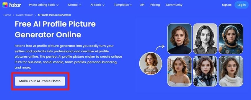 make ai profile with fotor