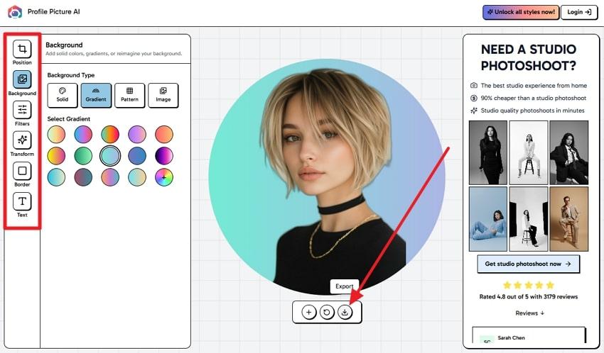 profilepicture customization options & export