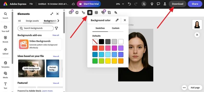 select background on adobe