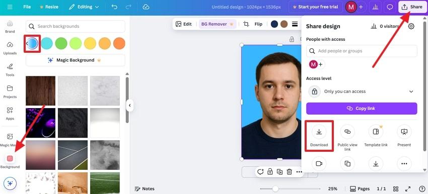 change background on canva