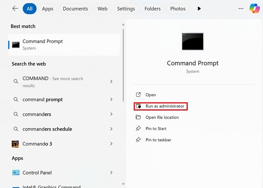 choose run as administrator