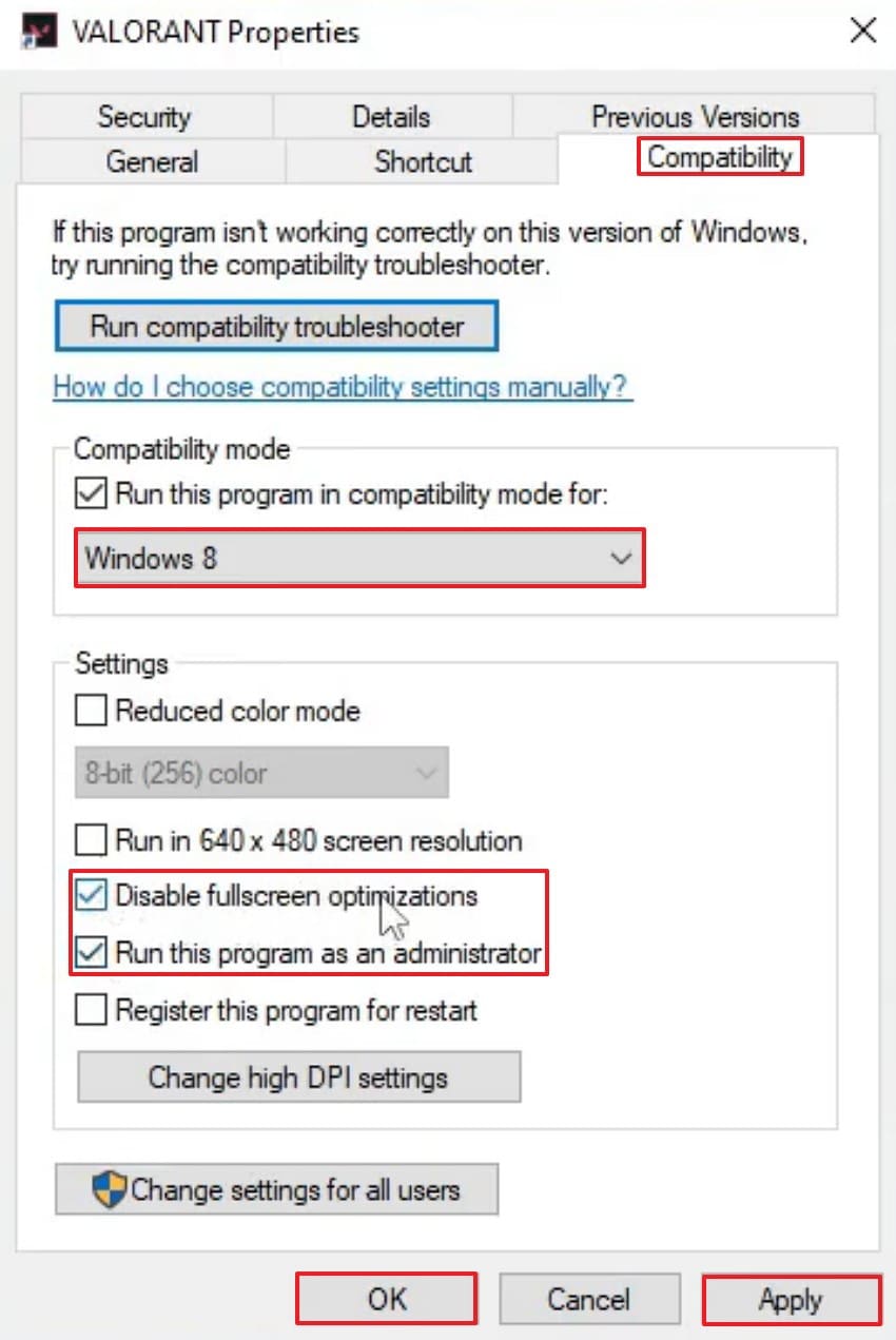 select window 8 in compatibility mode