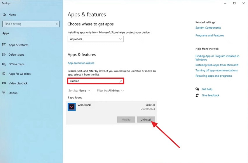 reinstall the valorant game