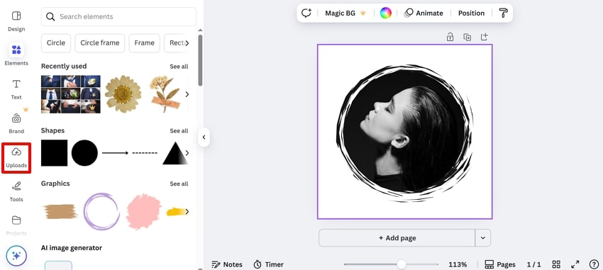 add desired image canva