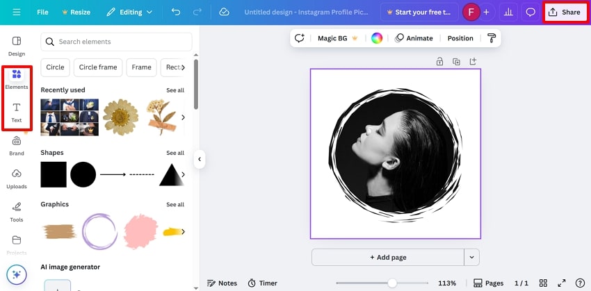 choose advanced features canva