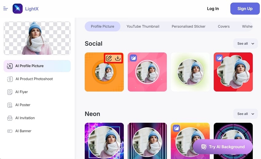select template lightx